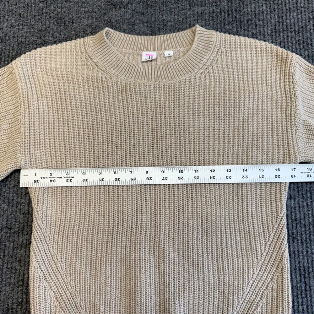 GAP‎ Women's XS Oatmeal Heather Cable Knit Sweater Boatneck Barrel Sleeve